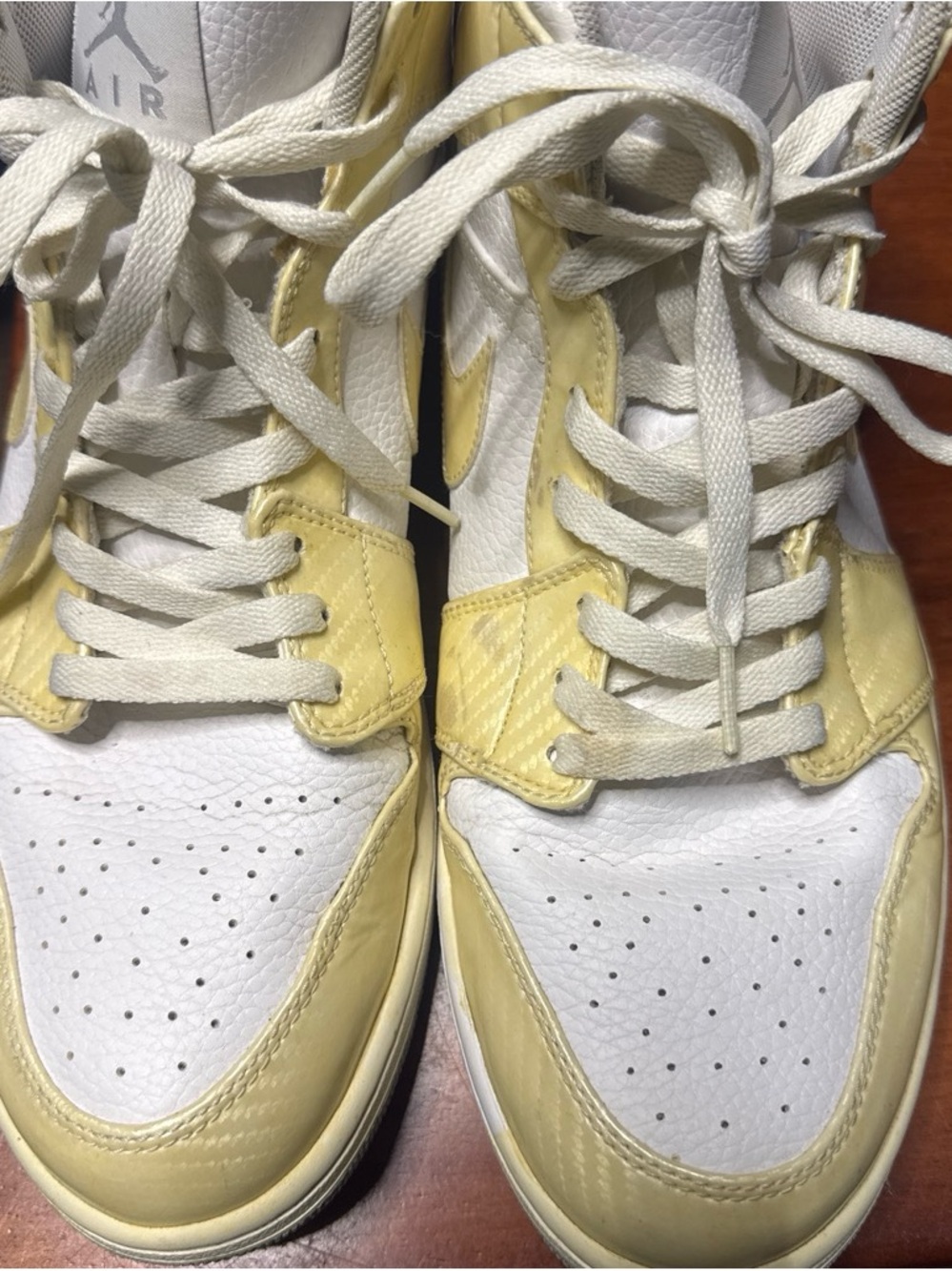Nike High-Top Sneakers in White and Pale Yellow